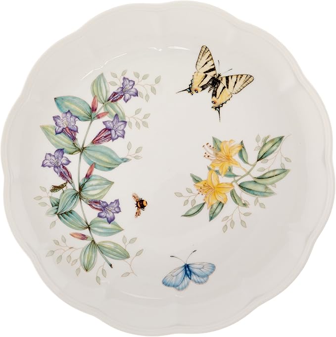 Lenox Dinnerware Set, Butterfly Meadow 18-Piece Set, Service For 6, White Porcelain, Butterfly And Flower Designs, Plates And Bowls Sets, Dishwasher Safe, Home & Kitchen (18 Pieces, Assorted)