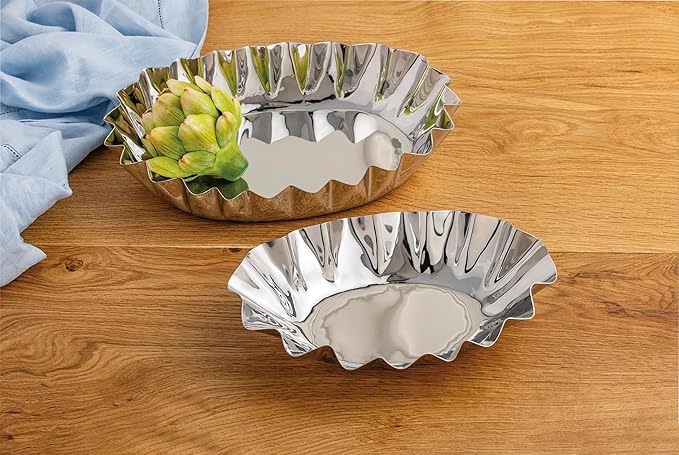 Mud Pie Metal Ruffled Tray Set