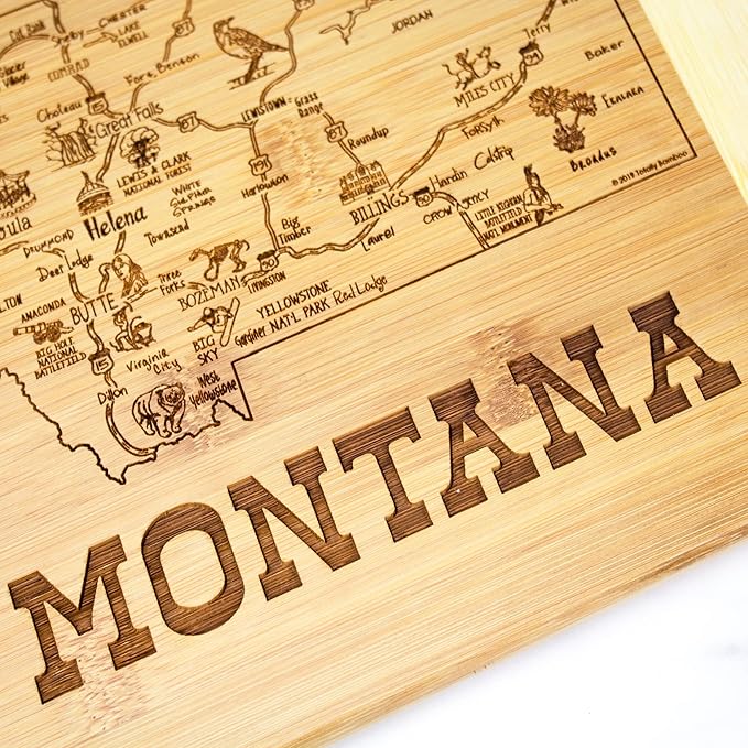 Totally Bamboo A Slice of Life Montana State Serving and Cutting Board, 11" x 8.75"