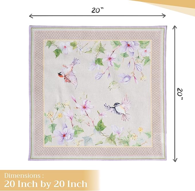 Maison d' Hermine Cloth Napkins Set of 4 100% Cotton Everyday Reusable Square Napkins Cloth Washable, Dinner, Party, Wedding, Restaurant, Spring/Summer (Magnolia Mornings, 20" x 20")