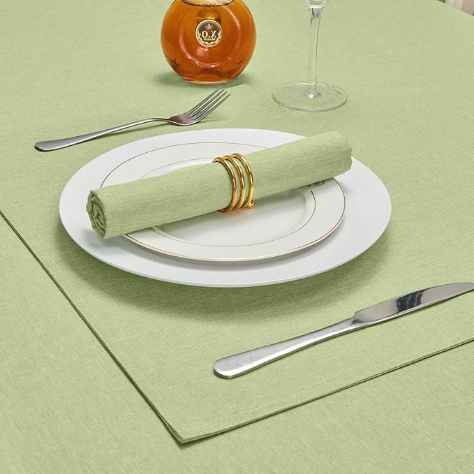 Rectangle Table Cloth Linen Farmhouse Stainproof Waterproof Washable Polyester Oblong Rectangular Fabric Table Cover for Kitchen Dining Dinner(Mint Green/60x120 Inch)