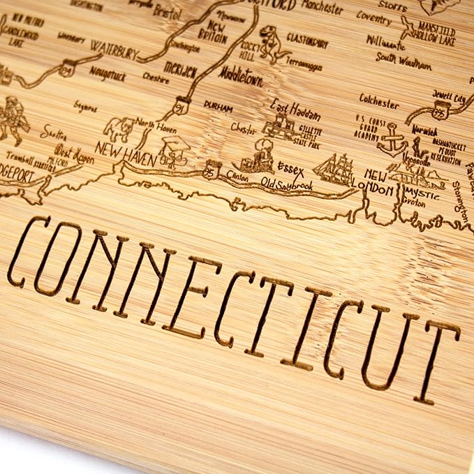 Totally Bamboo A Slice of Life Connecticut State Serving and Cutting Board, 11" x 8.75"