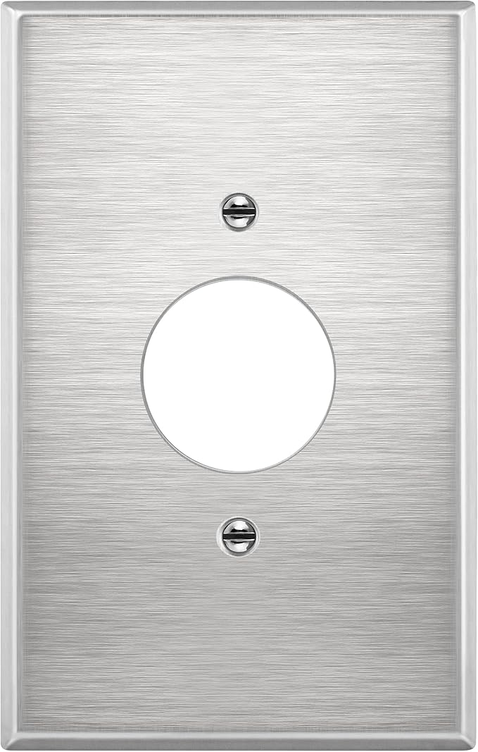 ENERLITES 1.406" Hole Single Receptacle Outlet Metal Wall Plate, Corrosive Resistant, Over Size 1-Gang 5.5" x 3.5", 7751O, 430 Stainless Steel, UL Listed, Silver