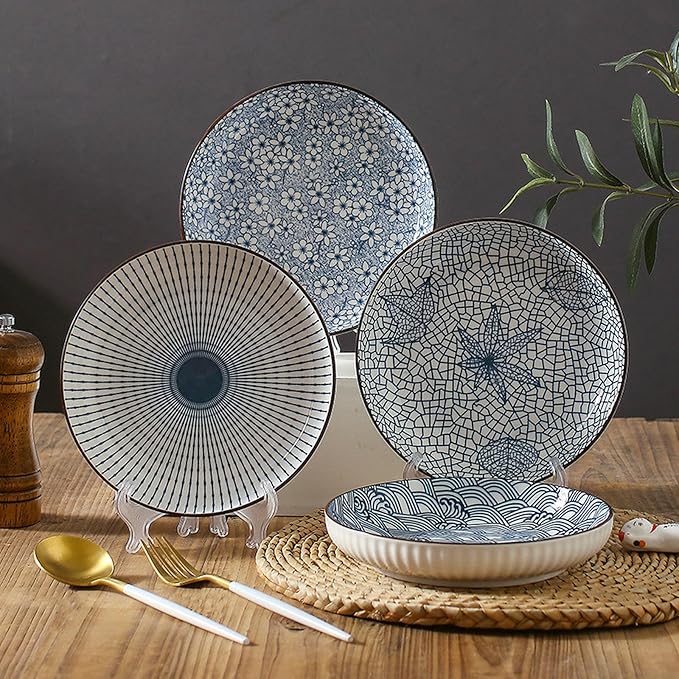 7-Inch Japanese vertical deep plate, household minimalist ceramic tableware - 2 waves