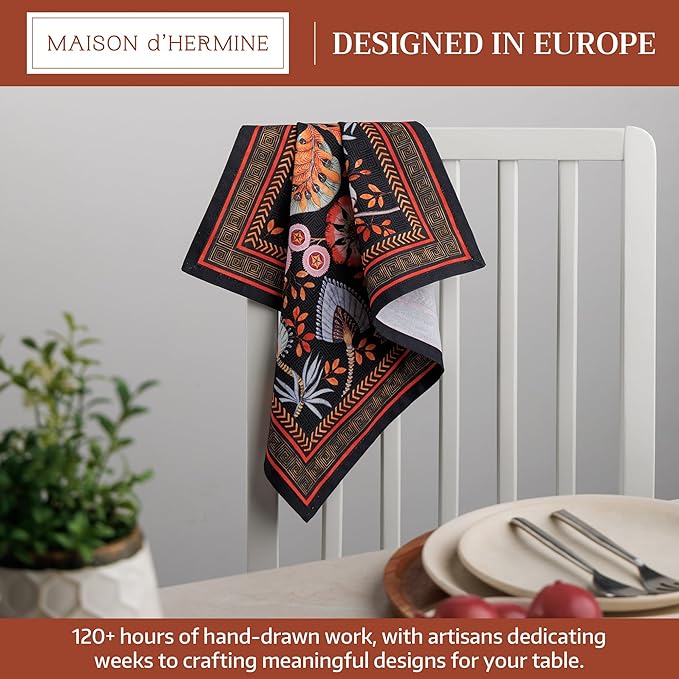 Maison d' Hermine Cloth Napkins Set of 4 100% Cotton Soft & Durable Everyday Reusable Square Napkins Cloth Washable, Dinner, Cocktail Party, Wedding, Restaurant (Jacobeen Floral, 18" x 18")