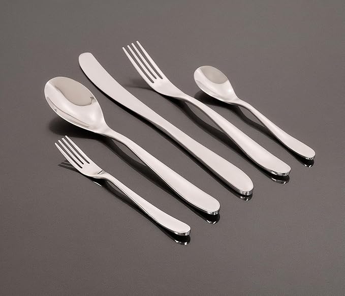 Windsor Silverware Set, 30 Piece Silver Flatware Premium Polished Stainless Steel, Service for 6, for Kitchen, Home, Wedding, Party, Mirror Polished Dishwasher Safe