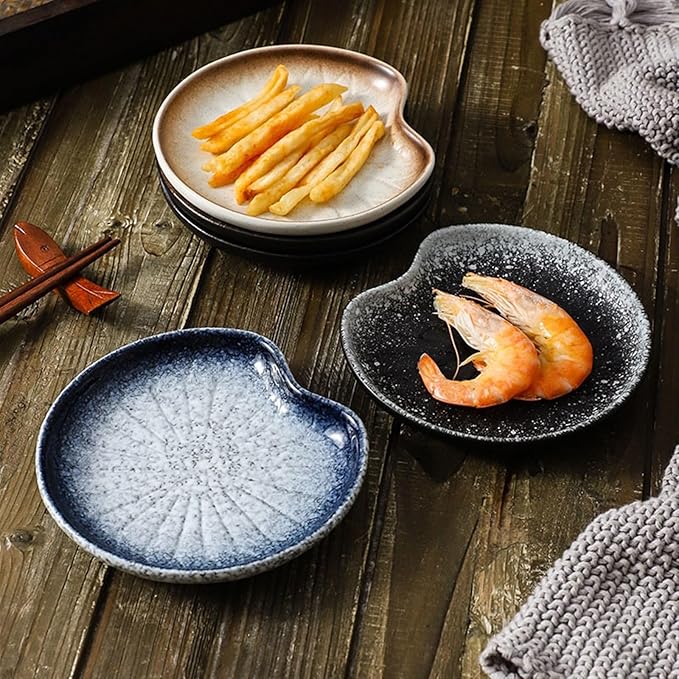 Sauce Dish Household Ceramic Plate Small Dish Plate Creative Dim Sum Plate Delicate Dip Plate Restaurant Tableware Snack Plate(B)
