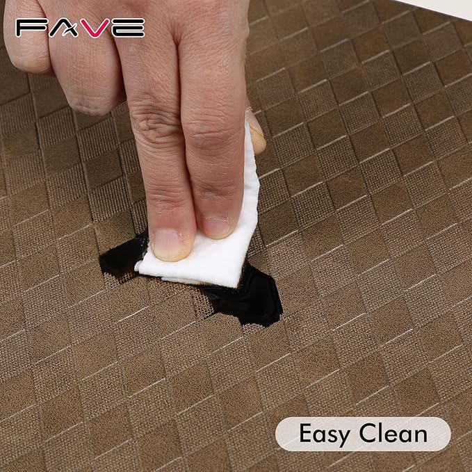 FAVE Faux Leather Place Mats Table Mats Set of 2 Heat Resistant Placemat for Kitchen Table Wipeable Placemats Fall Table Mats (Tan-2PCS)