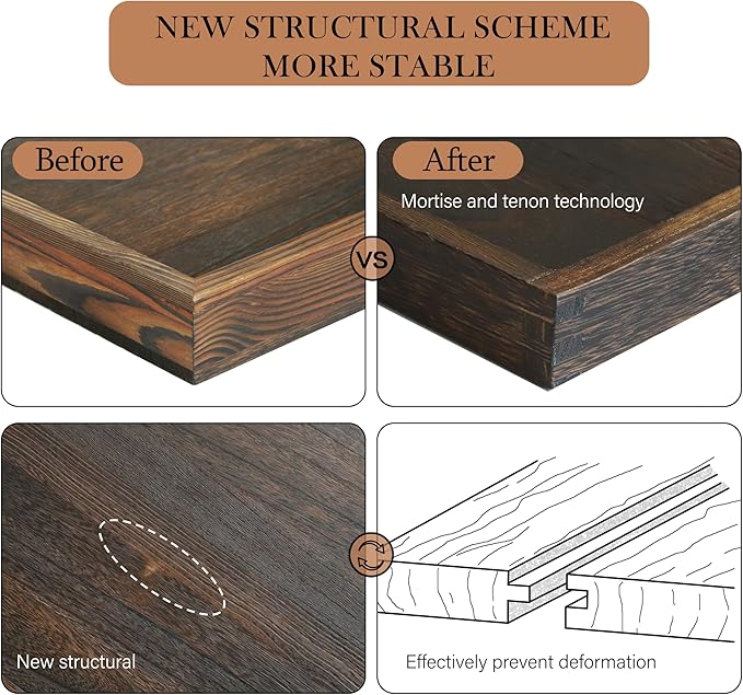 Rustic Wooden Serving Tray 24" Square - Extra Large Square Ottoman Table Tray for Farmhouse Decorative Oversized Coffee Table Trays Living Room Kitchen Counter Breakfast Brown