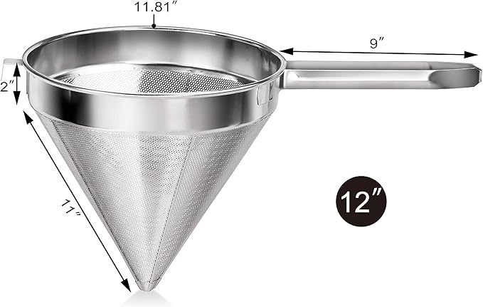 New Star Foodservice 34233 18/8 Stainless Steel China Cap Strainer, 8-Inch, Coarse Mesh