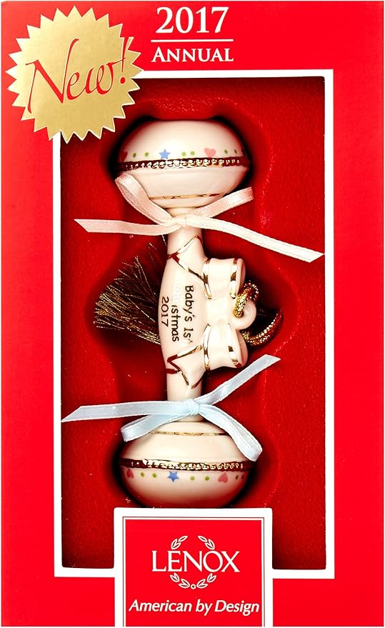 Lenox Annual China Ornaments 2017 Baby's 1st Christmas Rattle