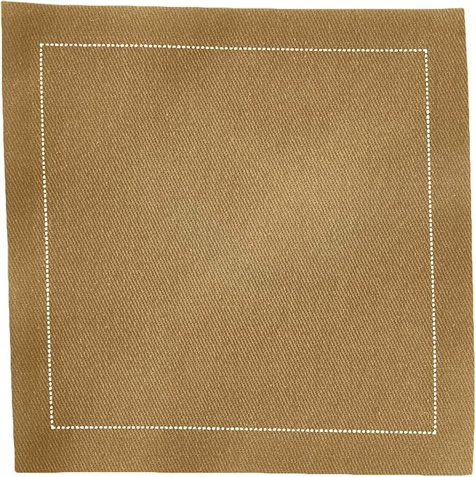 Five Star Cocktail Napkins, 50 Luxury Cotton Disposable Cocktail Party Napkins, 4.5" x 4.5" for Home Bars, Game Nights, Beverages, Birthdays, Weddings & Holidays, Khaki