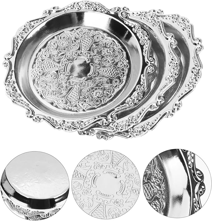 Happyyami 6pcs Mini Snack Plates Vintage Style Fruit Tray for Parties Serving Trays Elegant Metal Design Serving Dish for Chips and Nuts