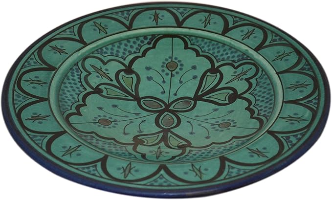Ceramic Plates Moroccan Handmade Appetizer Tapas Serving Decorative 10 inches Round Aqua