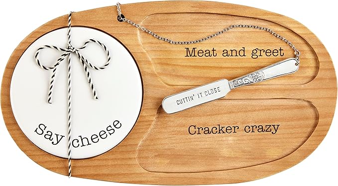Mud Pie Ceramic Wood Appetizer, board 7 1/2" x 13 1/2", BROWN