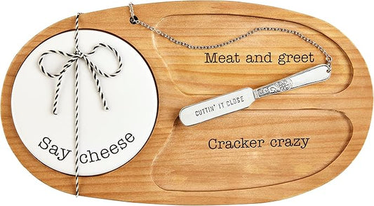 Mud Pie Ceramic Wood Appetizer, board 7 1/2" x 13 1/2", BROWN