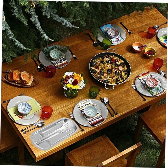 Homoyoyo 1Pc Stainless Steel Serving Tray Elegant Buffet Clip Tray with Smooth Surface Rounded Corners Easy