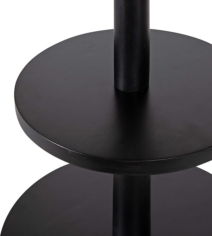 Kate and Laurel Praxis Modern 3-Tiered Tray, 12 x 12 x 23, Black, Decorative Farmhouse Serving Tray for Display