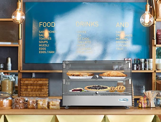 KoolMore - HDC-1.7C 22" Self Service 2 Shelf Commercial Countertop Food Warmer Display Case - 1.7. cu ft, Silver