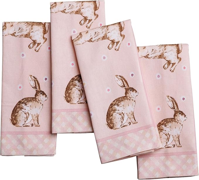 Maison d' Hermine Cloth Napkins Set of 4 100% Cotton Soft & Durable Everyday Reusable Square Napkins Cloth Washable, Dinner, Cocktail Party, Wedding, Restaurant (Easter, 18" x 18")