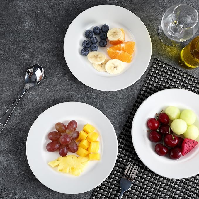 18 Pcs Porcelain Dessert Plates,7 Inch White Dinner Plates,White Salad Plate,Ceramic Appetizer Plate,Porcelain Serving Dishes for Snack, Bread, Fruit, Microwave & Dishwasher Safe