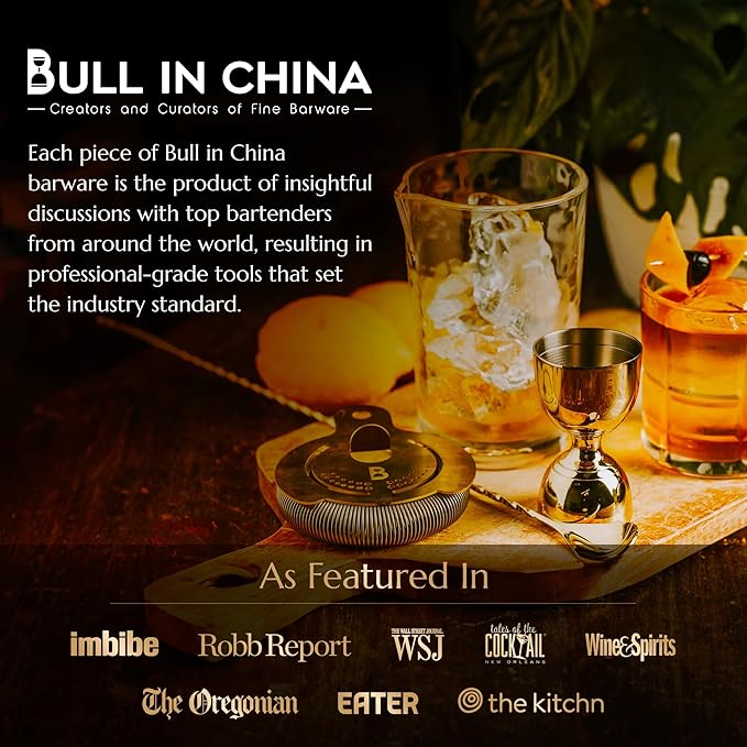 Bull in China Hawthorne Strainer, US Made, Cocktail Strainer, Bar Strainer, Professional Bar Tools, Great For All Cocktail Shakers (Ground Espresso)