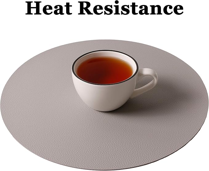 Wipeable Placemats and Coasters Leather Table Mats Waterproof Heat-Resistant Easy to Clean for Dining Table Set Kitchen Table Set of 4, Slat Gray