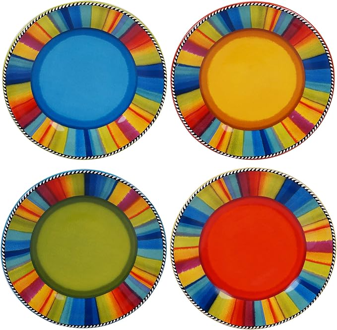 Sierra 16-Piece Ceramic Dinnerware Set: Service for 4, Includes Dinner Plates, Salad Plates, Mugs, and Ice Cream Bowls - Great for Everyday Meals, Entertaining, and Vibrant Table Settings