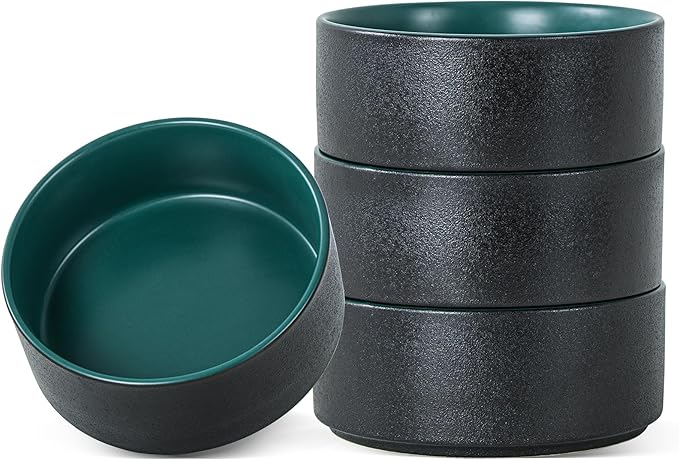 26 OZ Cereal Bowl, 6 Inch Ceramic Bowls Sets for 4, Suitable for Breakfast, Soups, Oatmeal, Ramen, Pho, Udon and Ssoba, Dishwasher & Microwave Safe, Handcrafted Bowls Sets,Modern Green