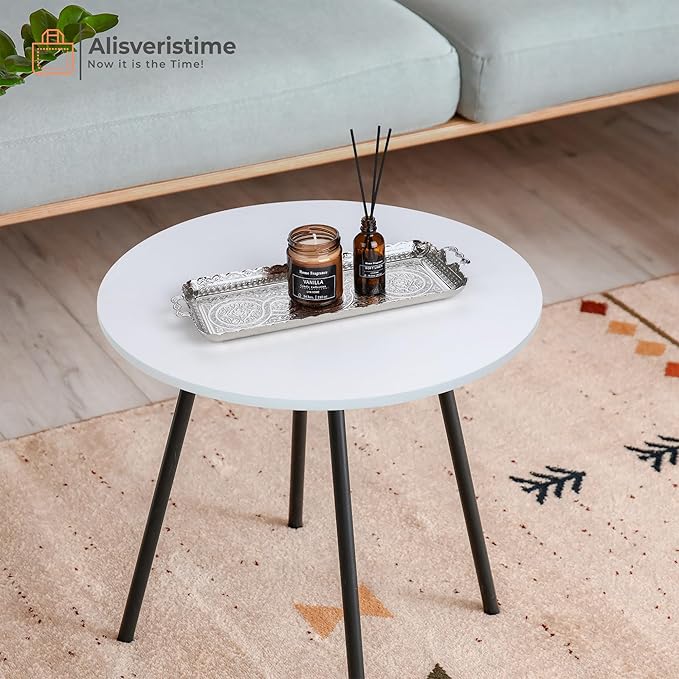 Alisveristime Turkish Ottoman Coffee Tea Beverage Serving Rectangle Tray (Small Tray) (13 INC*5.5 INC) (Silver)