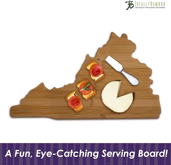 Totally Bamboo Virginia State Shaped Bamboo Serving And Cutting Board, Brown