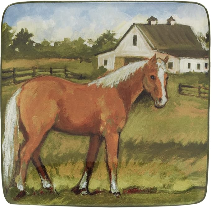 Certified International York Stables 6" Canape/Luncheon/Appetiser Plates, Set of 4 Assorted Designs