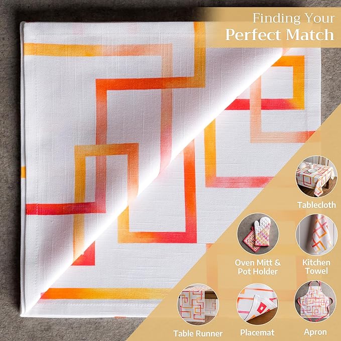 Maison d' Hermine Cloth Napkins Set of 4 100% Cotton Everyday Reusable Square Napkins Cloth Washable, Dinner, Party, Wedding, Restaurant, Spring/Summer (Summer Maze, 20" x 20")