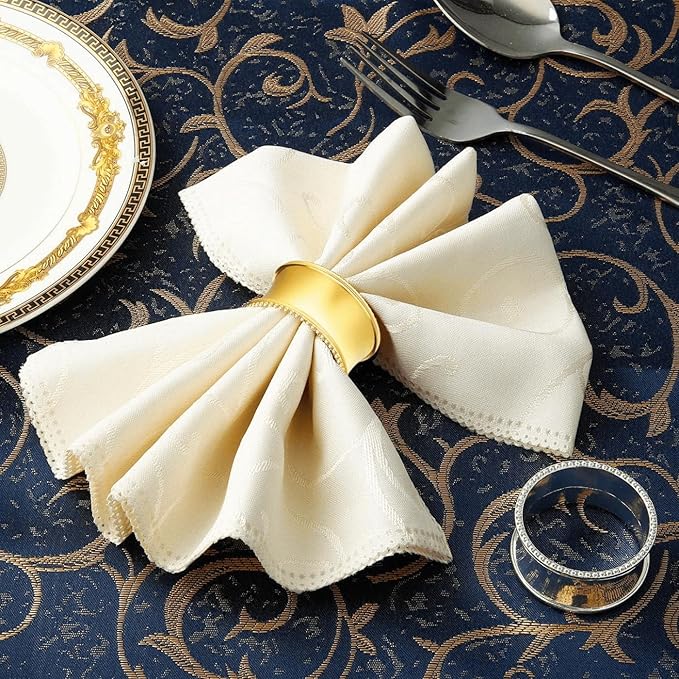 Golden Napkin Rings, Napkin Ring Holders for Dinner PartiesReceptions, Family Gatherings, Weddings (4PCS)