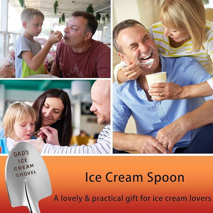 Fathers Day Dad Gifts from Daughter Son Wife,Fathers Day Birthday Christmas Gifts for Dad,Funny Ice Cream Spoon,Funny Engraved Stainless Steel Spoon Shovel.