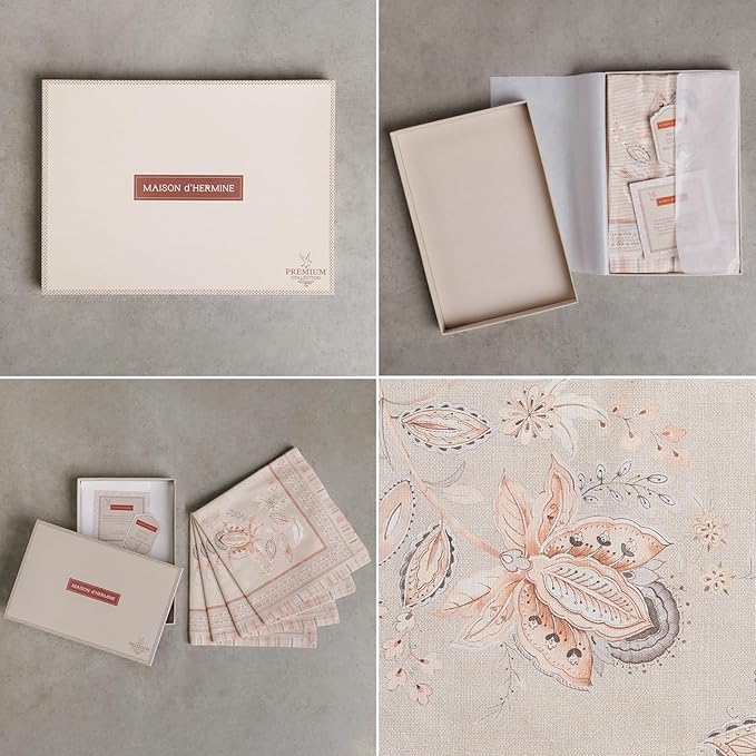 Maison d' Hermine Napkin 100% Combed Cotton Premium 20 Inch x 20 Inch Set of 4 Dinner Napkins, Decorative Washable Cloth Napkin for Dining, Buffet Parties & Camping - Society Florals