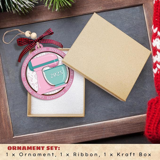Baking Ornaments for Christmas Tree - Baking Gifts for Women, Cooking Lovers, Bakers - Cookie Cupcake Christmas Ornament - Cooking Bakery Cake Chef Ornaments - Wood Ornament 2025