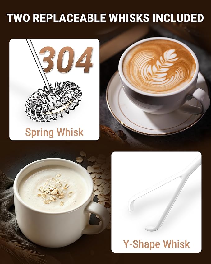 Milk Frother Handheld Frother Wand Drink Mixer Handheld Coffee Stirrers Electric Frother for Coffee Mixer Wand with 2 Whisk frother for protein powder coffee frother handheld-Green