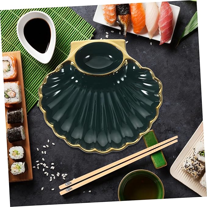 1pc Dumpling Plate Sauce Dish Shell-shaped Dinnerware for Dumplings Sushi French Fries Snacks Fine Workmanship Smooth Polishing for Home Restaurant Use
