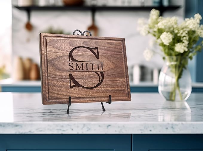 Personalized Cutting Board, Custom Wedding, Anniversary or Housewarming Gift Idea, Wood Engraved Charcuterie, for Friends and Family Initial Monogram Design 008