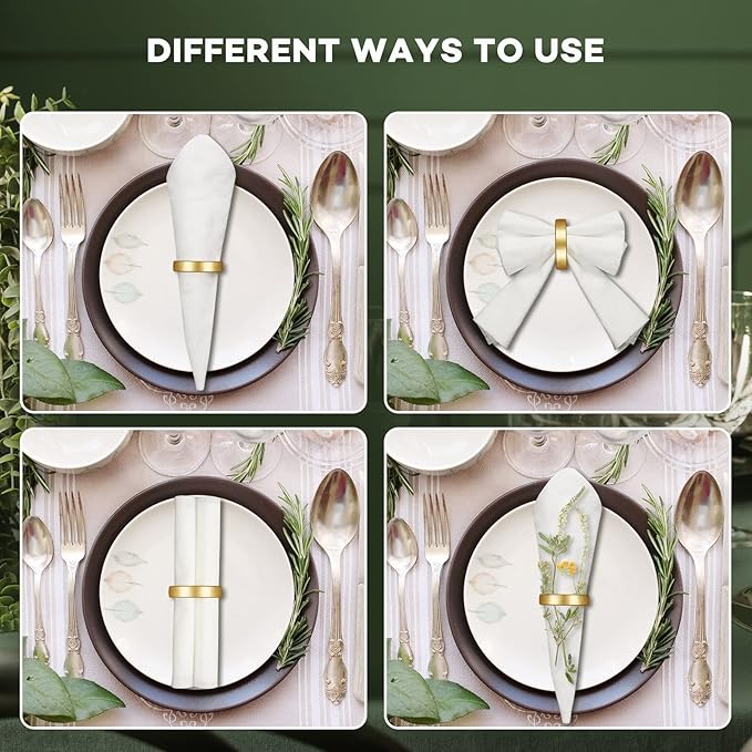 100 Pcs Stainless Steel Napkin Rings Metal Napkin Ring Holders Easter Modern Serviette Buckles Metallic Adornment for Spring Table Kitchen Dinner Party Wedding(Matte Gold Semicircle)
