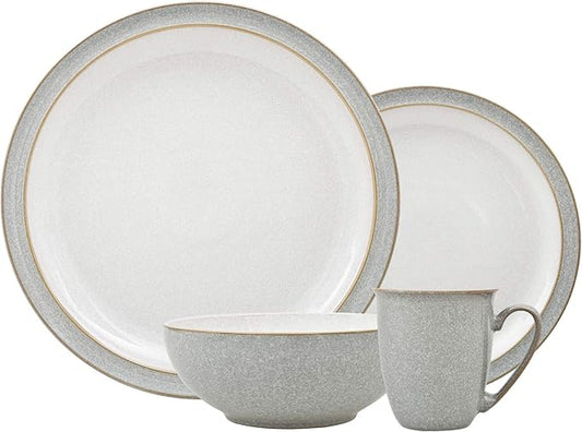 Denby Dinnerware Set, Grey, 4 Pieces, Oven, Microwave, Dishwasher Safe