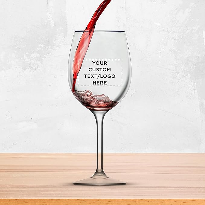 Custom Wine Glasses 14 oz. Set of 24, Personalized Bulk Pack - Restaurant Glassware, Perfect for Red Wine, White Wine, Cocktails and More - Clear