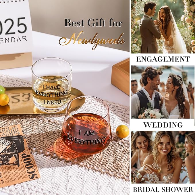 I Have Everything I Need I Am Everything Drinking Set of 2, Wedding Gifts for Couples, Bridal Shower Gifts, Mr and Mrs Gift, Anniversary, Engagement Couple Drinking Glass for Him Her