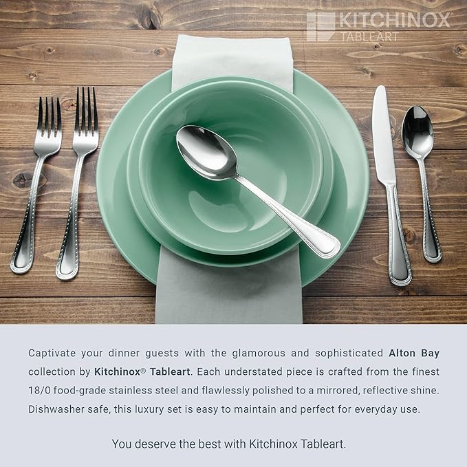 Seaport 43-piece Stainless Steel Silverware Set, Flatware Service for 8
