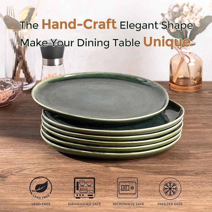 AmorArc Ceramic Plates Set of 6,8.5 Inch Handmade Reactive Glaze Stoneware Plates set for Dessert,Salad,Appetizer,Small Dinner Plates,Microwave & Dishwasher Safe,Scratch Resistant
