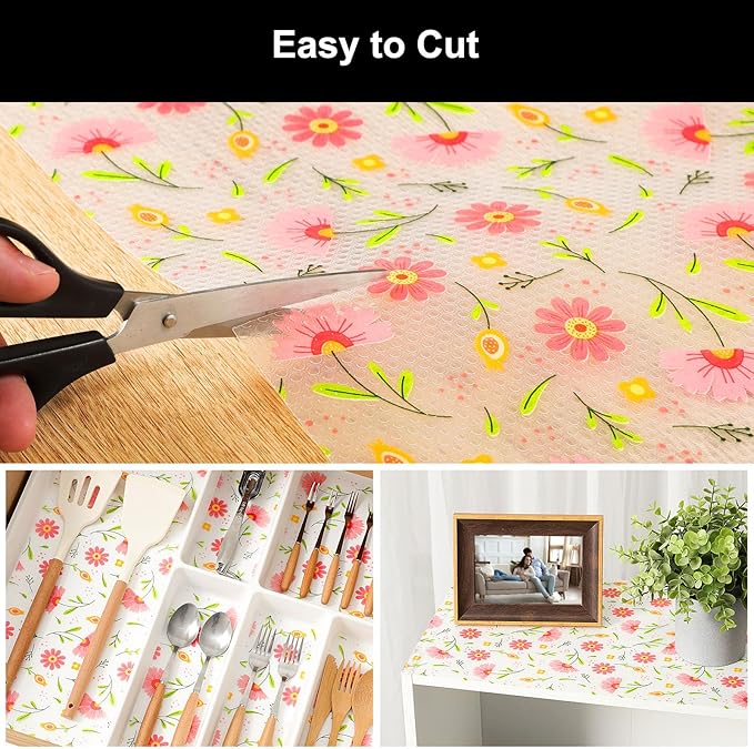 Cooyes Shelf Liner – Premium Non-Adhesive Cabinet & Drawer Liner for Kitchen – Waterproof Shelf Paper with Modern Pattern – Durable EVA Cabinet Mat – Easy to Cut (11.8" W x 236" L)