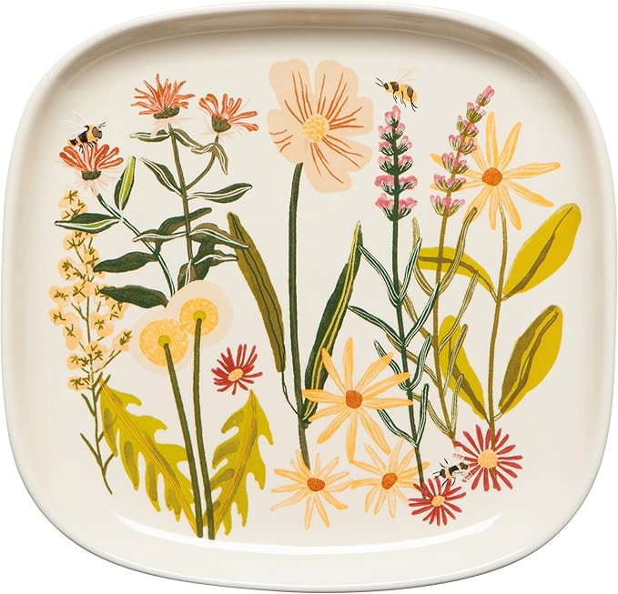 Now Designs Stoneware Appetizer Shaped Dish, Bees & Blooms