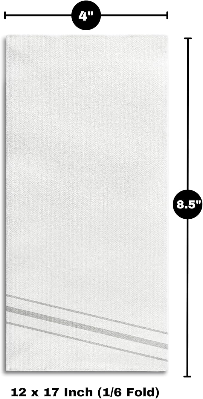 50 Pack Linen Feel Guest Paper Hand Towels | Disposable Super Absorbent Airlaid Paper Towels For Bathroom, Party, Weddings, Or Events | 12 x 17 Inches 1/6 Folded Decorative Design