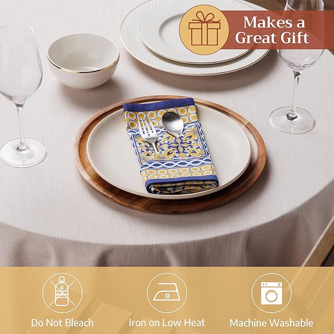 Maison d' Hermine Cloth Napkins Set of 4 100% Cotton Soft & Durable Everyday Reusable Square Napkins Cloth Washable, Dinner, Cocktail Party, Wedding, Restaurant (Ceremic, 18" x 18")